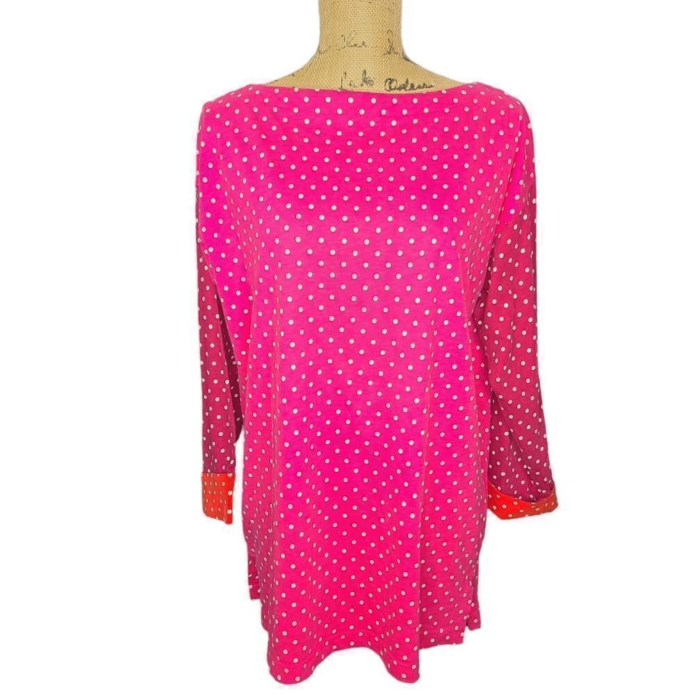 Vintage 80s Hot Pink Barbiecore Polka Dot Oversized Shirt